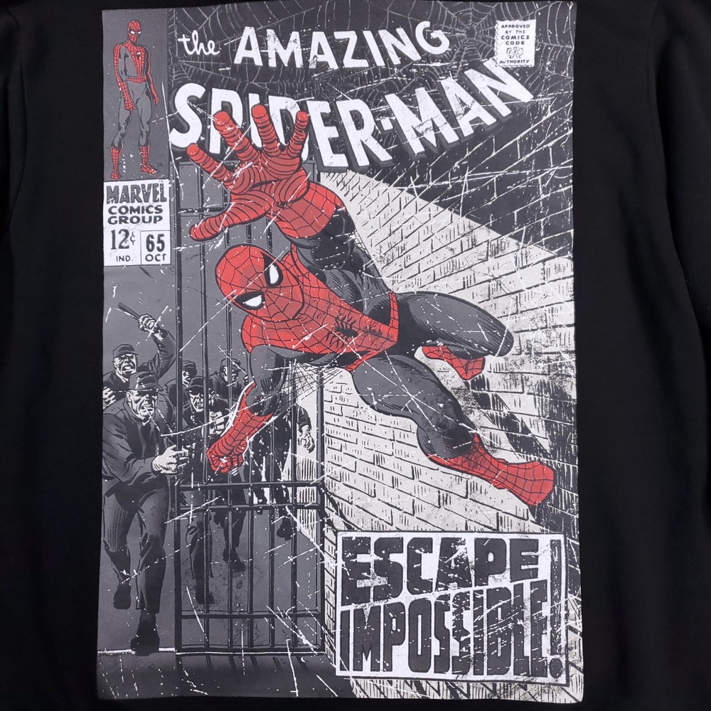 Marvel Spider-Man Comic Escape Impossible Hoodie Mens L Black Graphic Pullover